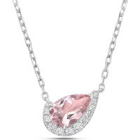 Morganite and Diamond Cradle Pendant Necklace in 18K White Gold by Charles Krypell