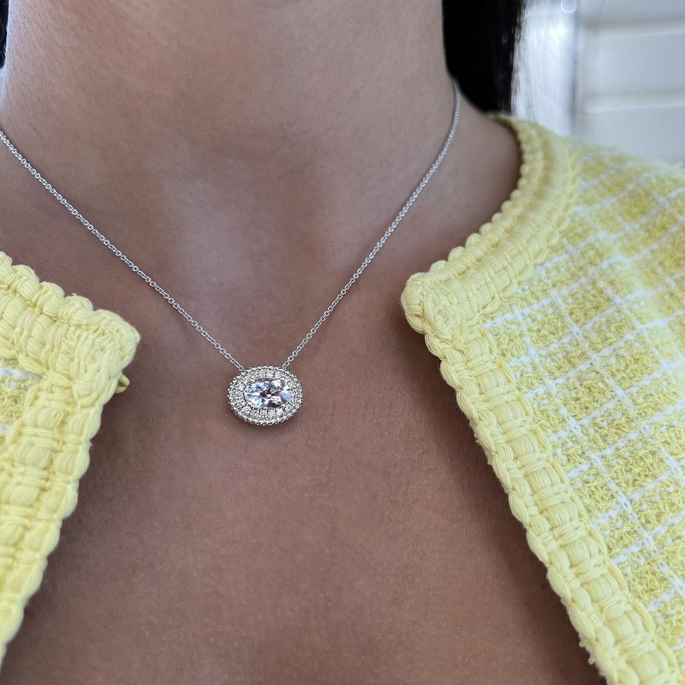 Morganite and Diamond East to West Pendant Necklace in 18K White Gold by Charles Krypell