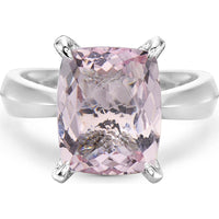 Morganite and Diamond Hidden Diamond Gallery Ring in 18K White Gold by Charles Krypell