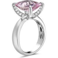 Morganite and Diamond Hidden Diamond Gallery Ring in 18K White Gold by Charles Krypell