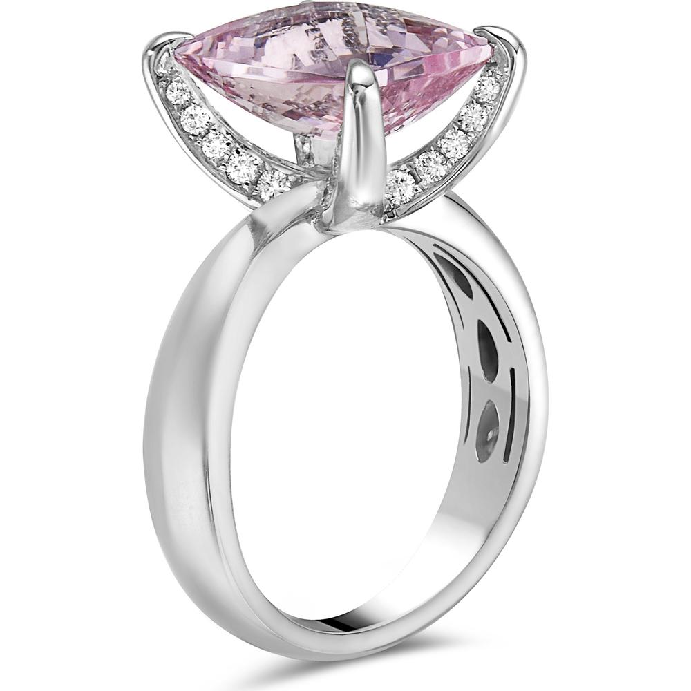 Morganite and Diamond Hidden Diamond Gallery Ring in 18K White Gold by Charles Krypell
