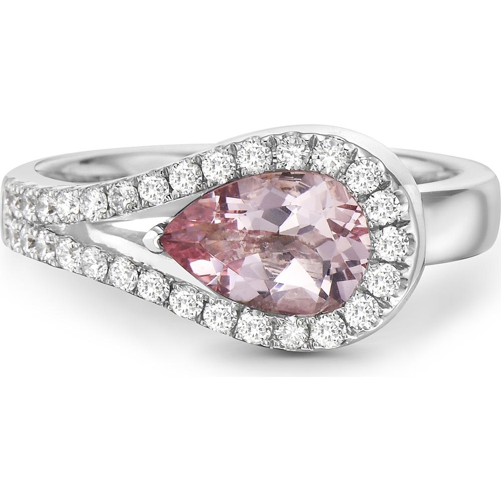 Morganite and Diamond Lasso Ring in 18K White Gold by Charles Krypell
