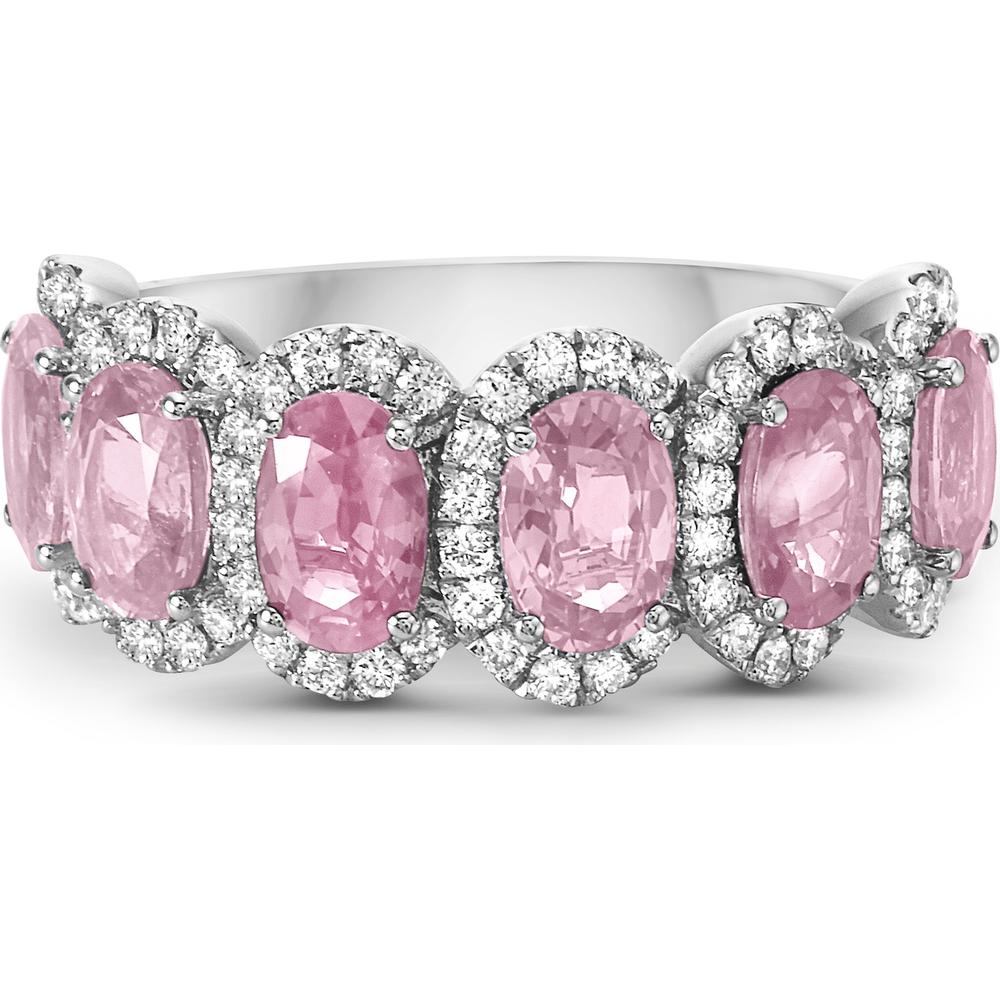 Morganite and Diamond Overlap Band Ring in 18K White Gold by Charles Krypell