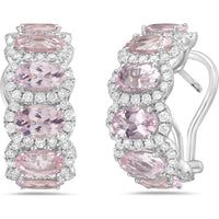 Morganite and Diamond Overlap Hoop Earrings in 18K White Gold by Charles Krypell