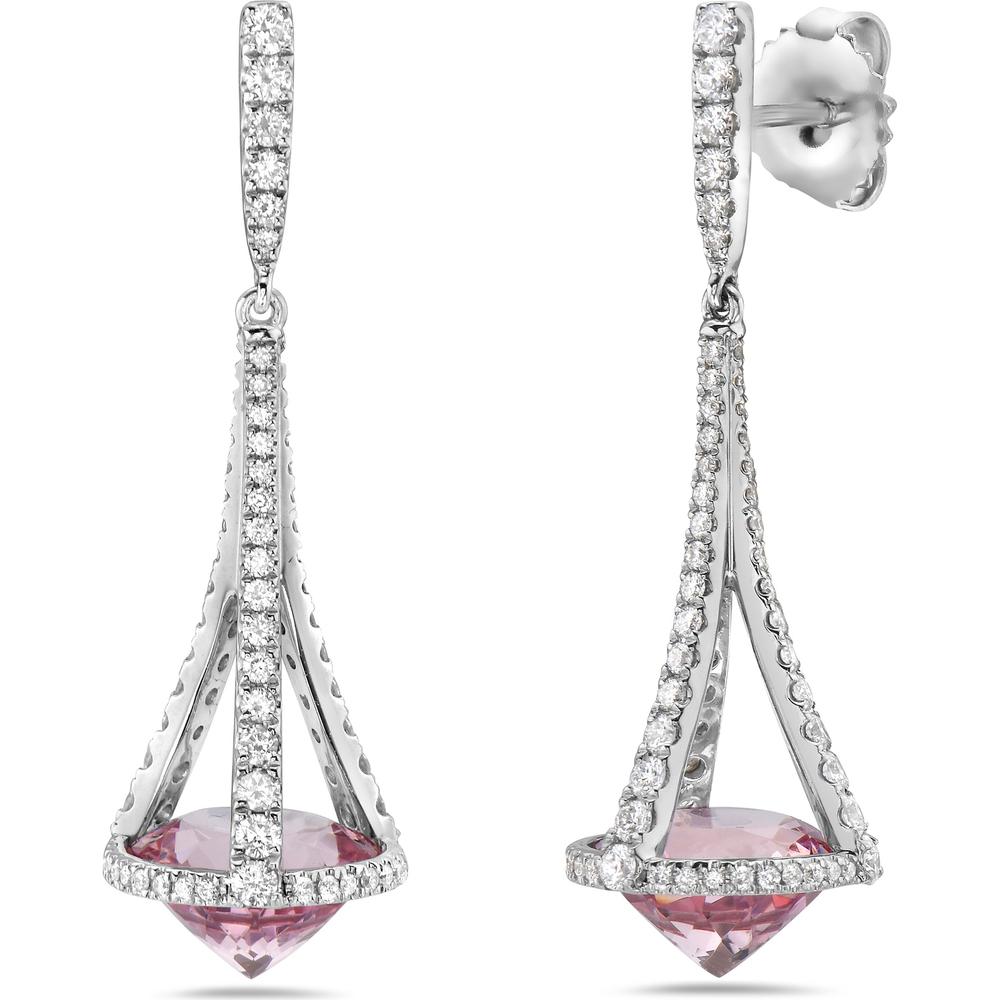 Morganite and Diamond Paris Earrings in 18K White Gold by Charles Krypell