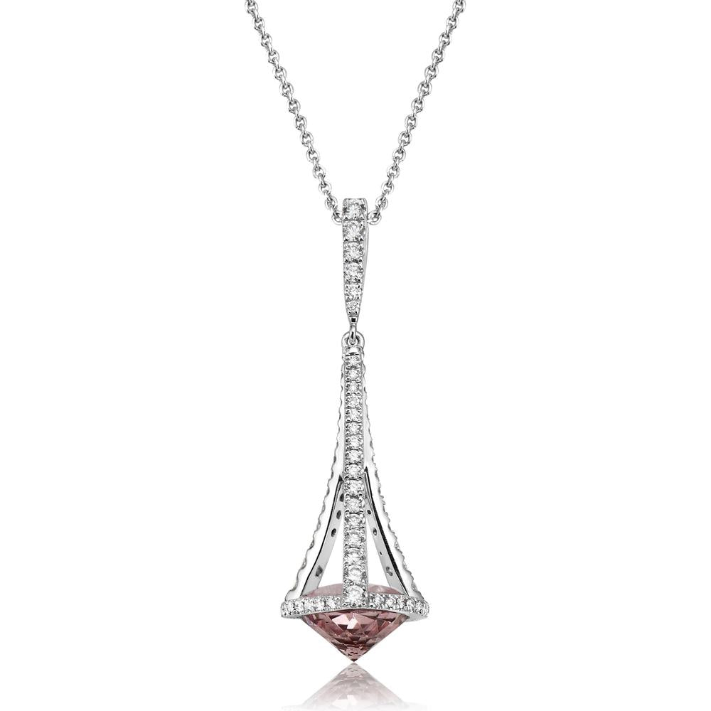 Morganite and Diamond Paris Pendant Necklace in 18K White Gold by Charles Krypell
