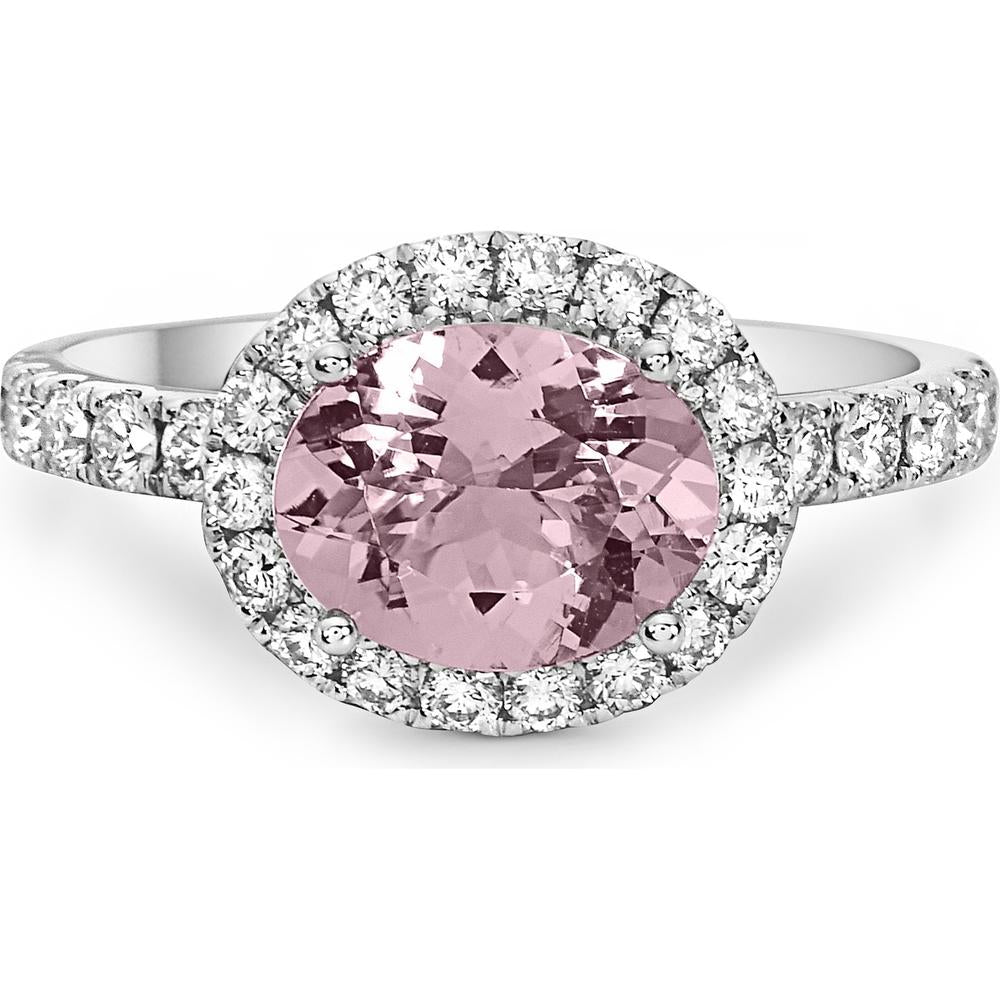 Morganite and Diamond Rocking Ring in 18K White Gold by Charles Krypell