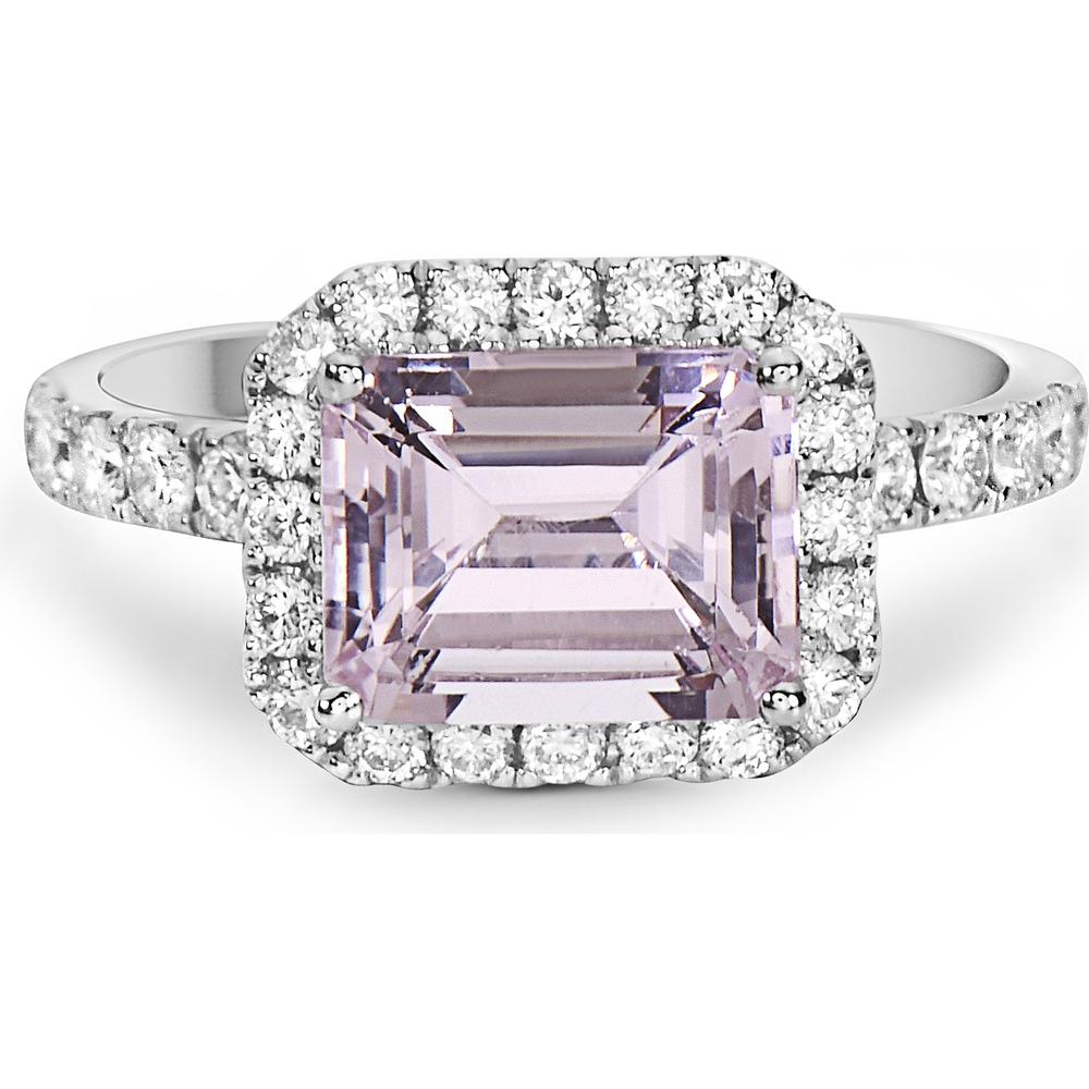 Morganite and Diamond Rocking Ring in 18K White Gold by Charles Krypell