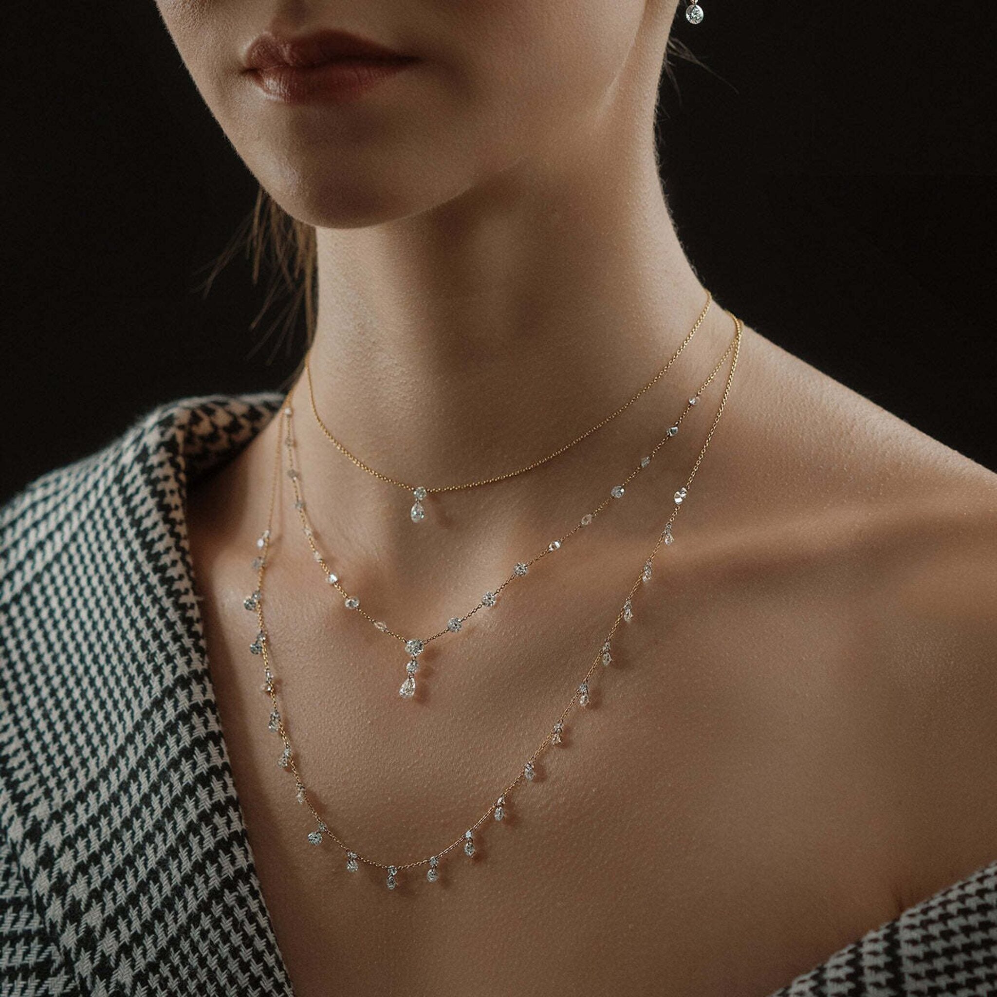 Aresa New York - Morrison No. 2 with Pear Necklaces - 18K White Gold with 0.40 cts. of Diamonds