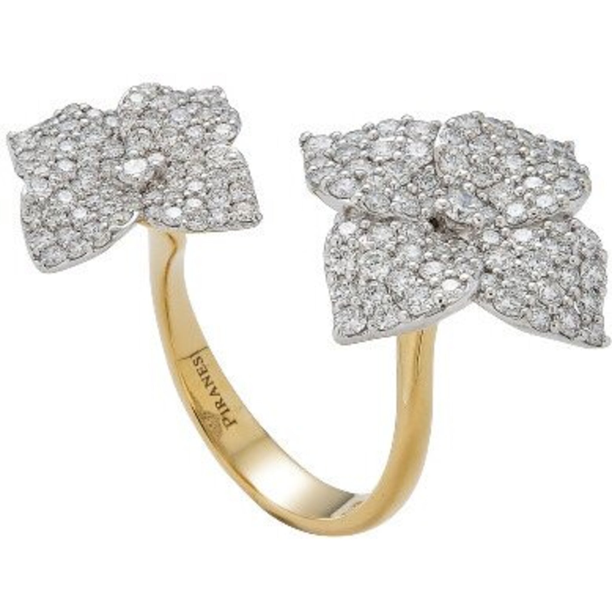 Piranesi - Mosaique Double Flower Ring in Diamond - 18K Yellow Gold