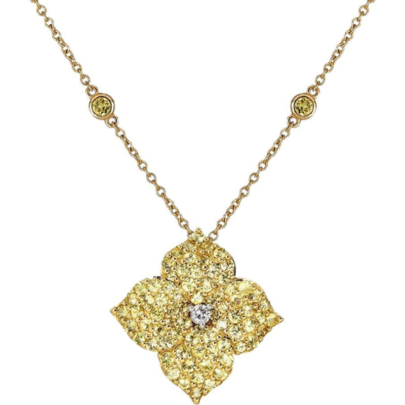 Piranesi - Mosaique Large Flower Necklace in Yellow Sapphire - 18K Yellow Gold