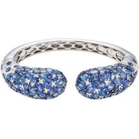 Piranesi - Mosaique Open Bangle Bracelet in Blue Sapphire - 18K White Gold