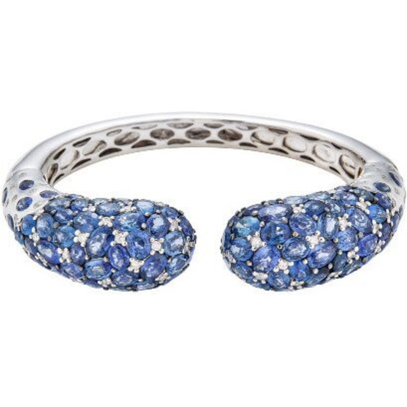 Piranesi - Mosaique Open Bangle Bracelet in Blue Sapphire - 18K White Gold