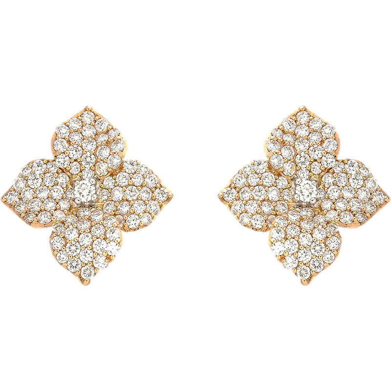 Piranesi - Mosaique Small Flower Earrings in Diamond - 18K Rose Gold