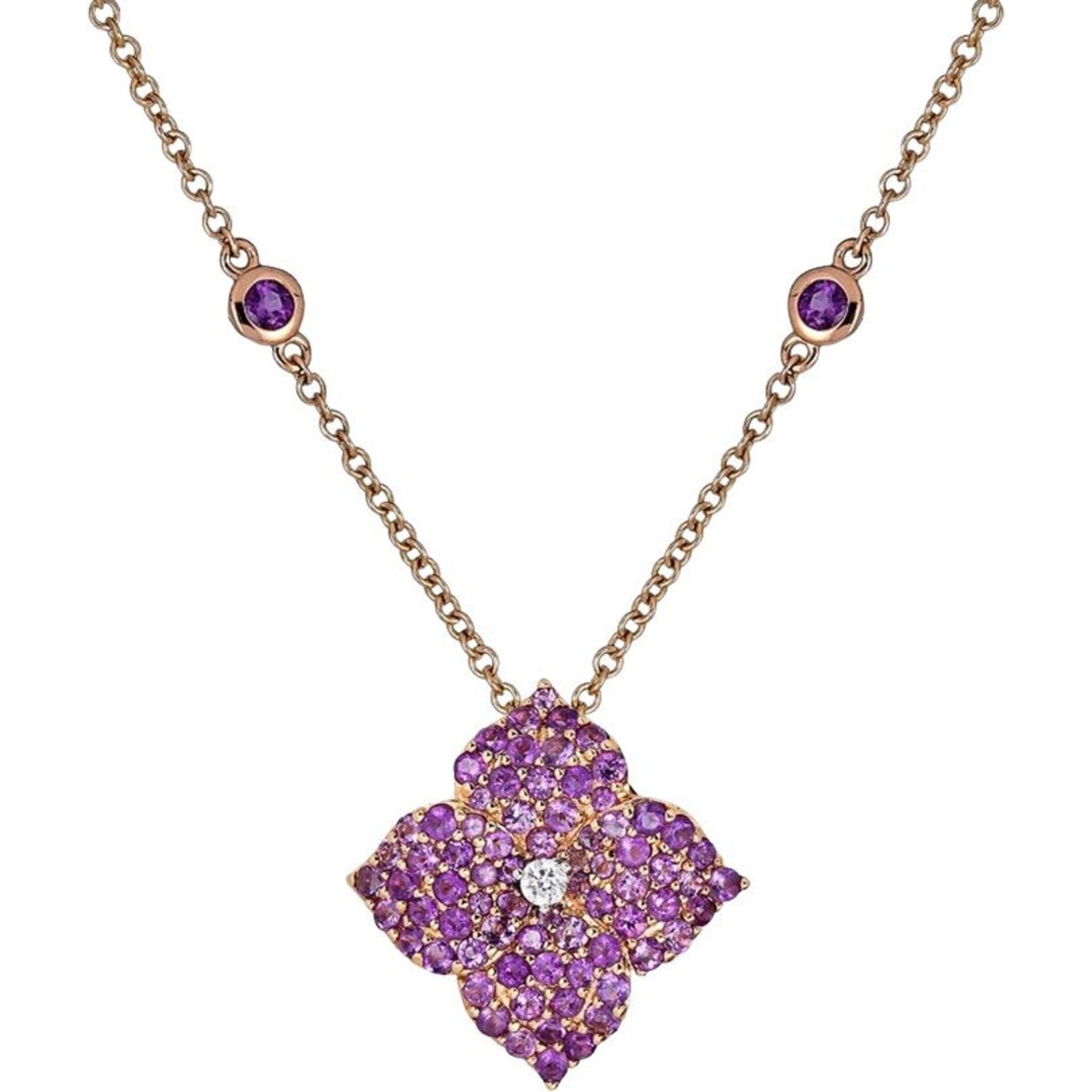 Mauve Rose Necklace, Rose Gold, 42 cm – Gigi Clozeau - créateur de bijoux