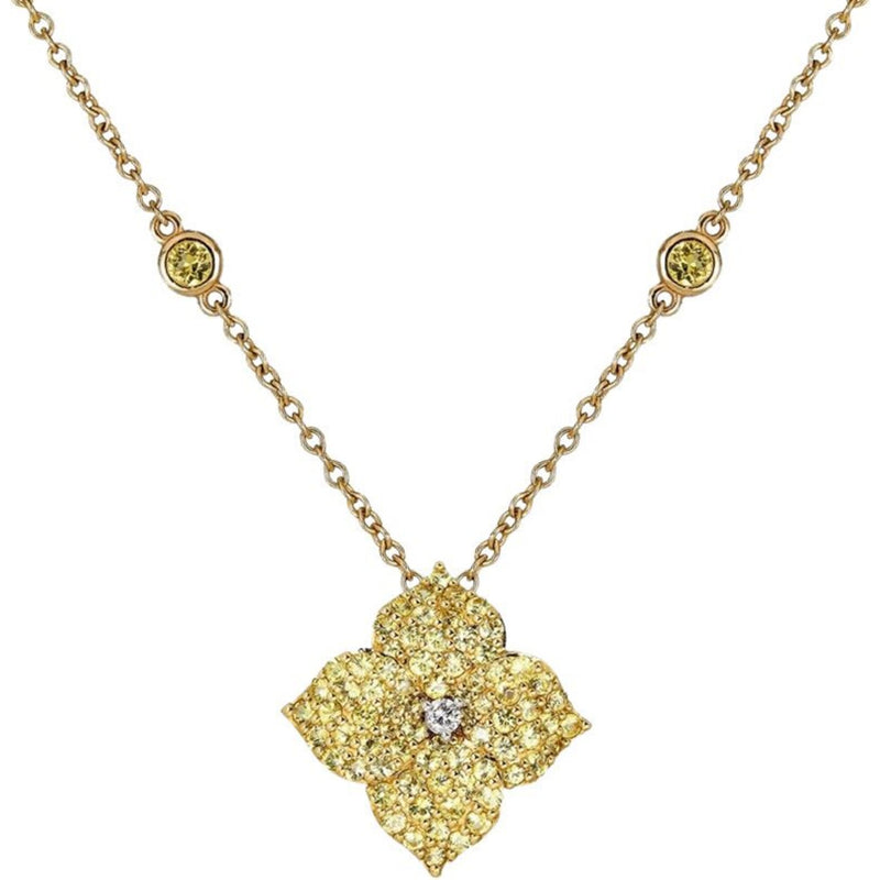 Piranesi - Mosaique Small Flower Necklace in Yellow Sapphire - 18K Yellow Gold