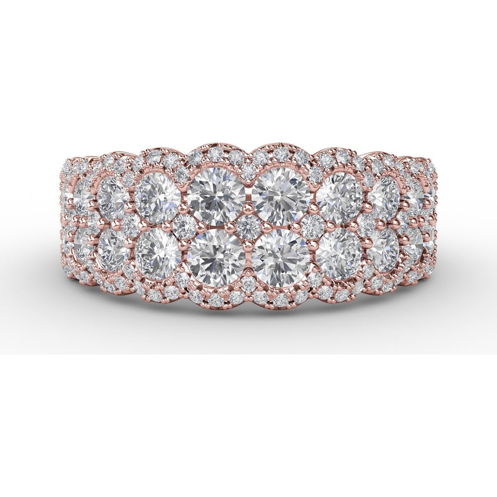 Multi-Layered Scalloped Band with Pavé Set Round Diamonds by Fana - 1.54 Carat Total Diamond Weight
