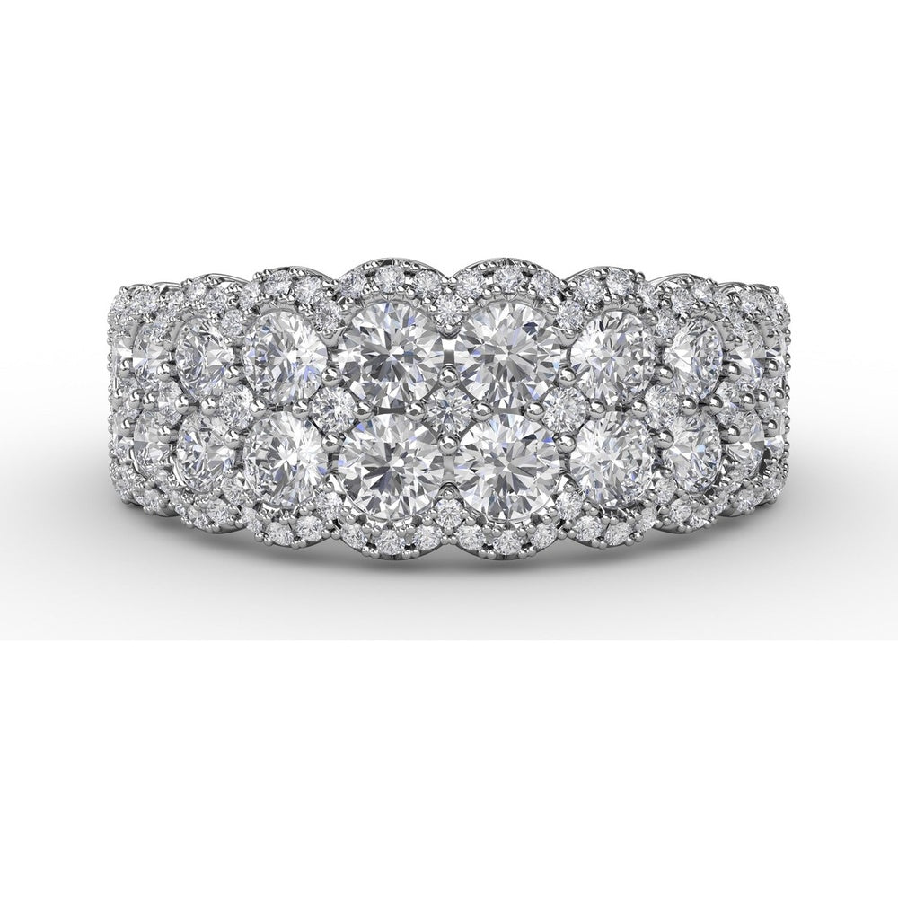 Multi-Layered Scalloped Band with Pavé Set Round Diamonds by Fana - 1.54 Carat Total Diamond Weight