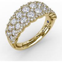 Multi-Layered Scalloped Band with Pavé Set Round Diamonds by Fana - 1.54 Carat Total Diamond Weight