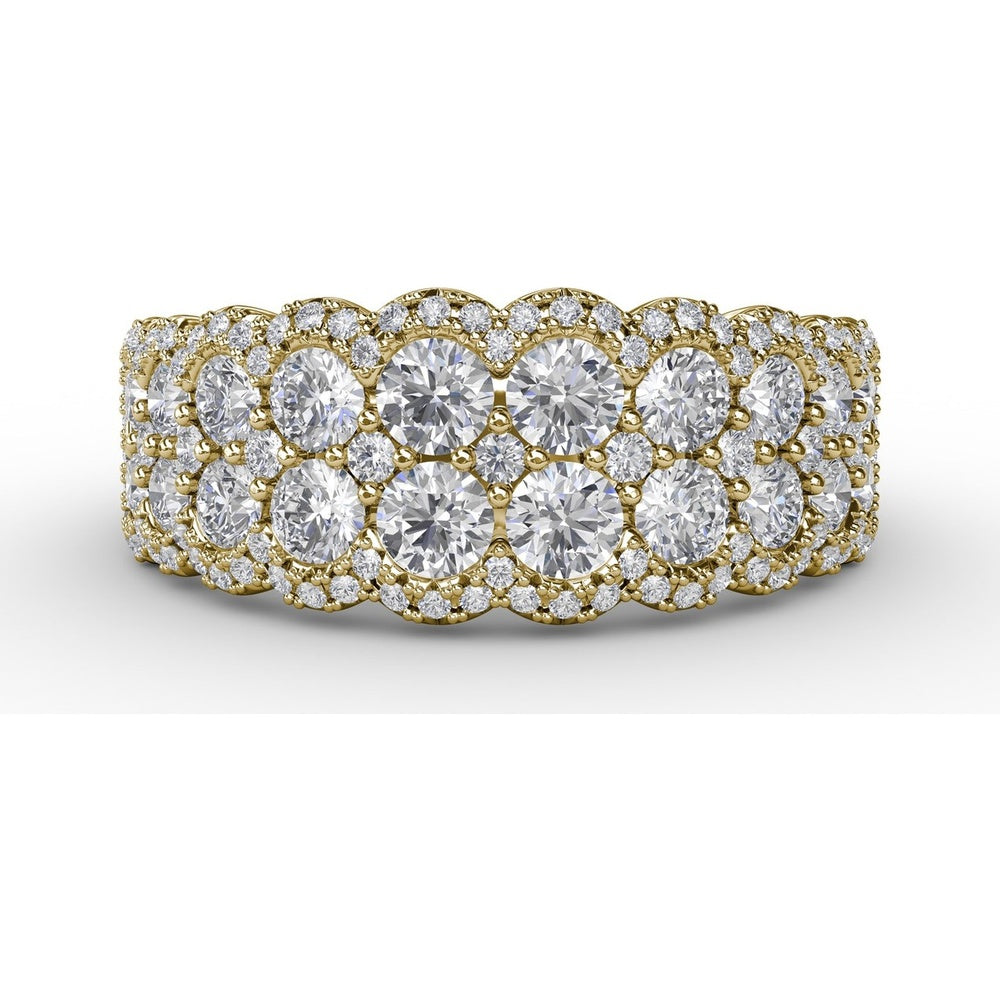 Multi-Layered Scalloped Band with Pavé Set Round Diamonds by Fana - 1.54 Carat Total Diamond Weight