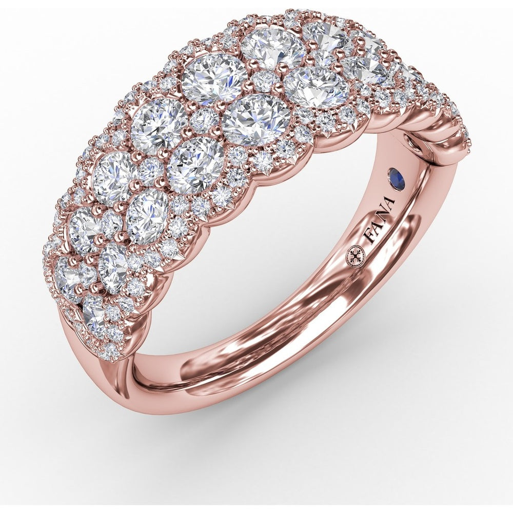 Multi-Layered Scalloped Band with Pavé Set Round Diamonds by Fana - 1.54 Carat Total Diamond Weight