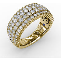 Multi-Row Band with Bezel and Pavé Set Round Diamonds by Fana - 1.22 Carat Total Diamond Weight