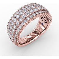 Multi-Row Band with Bezel and Pavé Set Round Diamonds by Fana - 1.22 Carat Total Diamond Weight