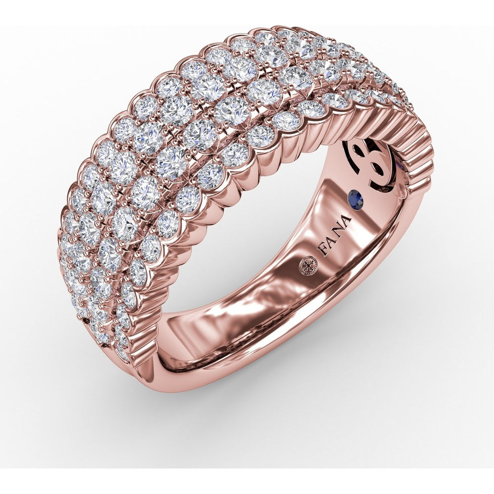 Multi-Row Band with Bezel and Pavé Set Round Diamonds by Fana - 1.22 Carat Total Diamond Weight