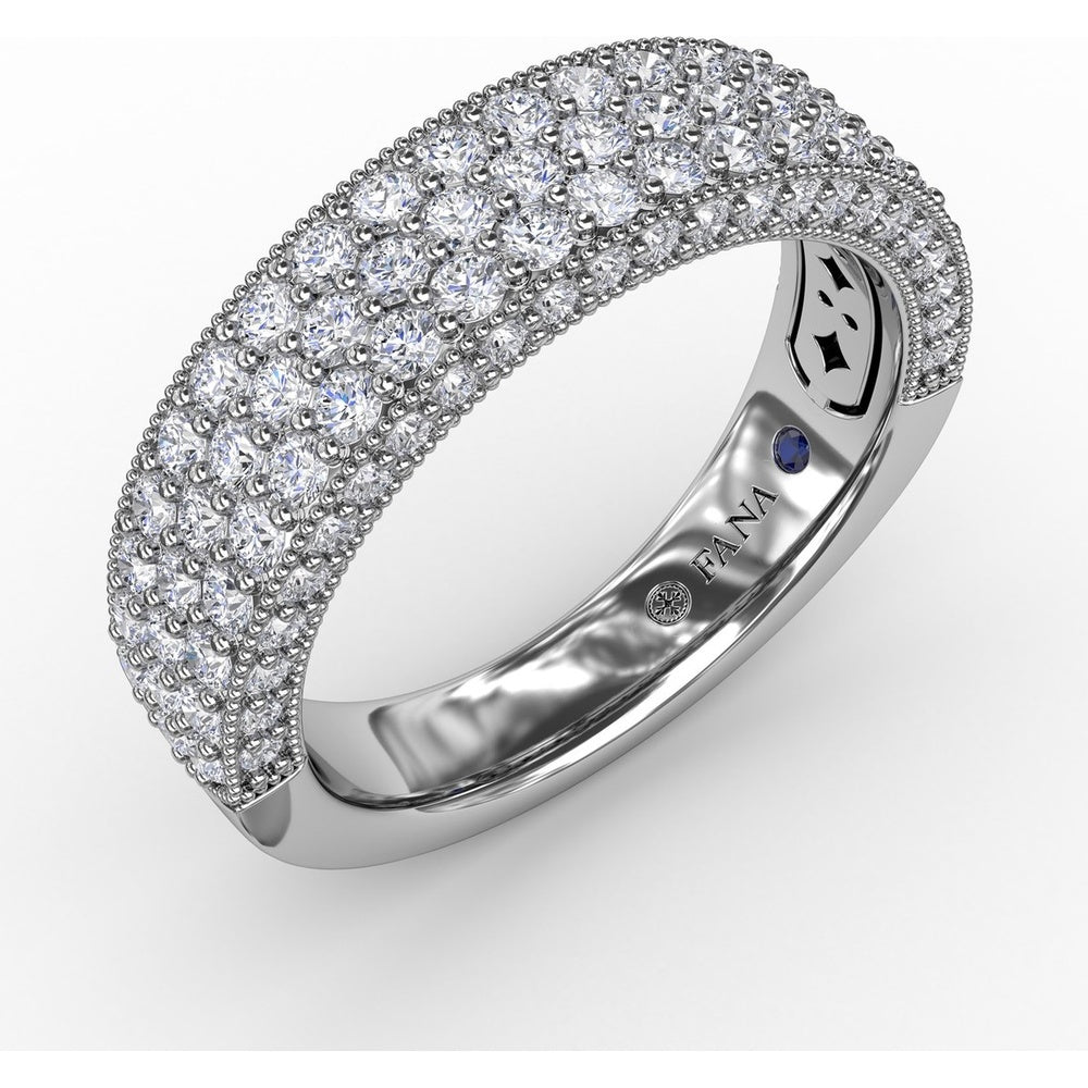 Multi-Row Pavé Diamond Band with Milgrain Detailing by Fana - 1.29 Carat Total Diamond Weight