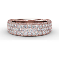 Multi-Row Pavé Diamond Band with Milgrain Detailing by Fana - 1.29 Carat Total Diamond Weight