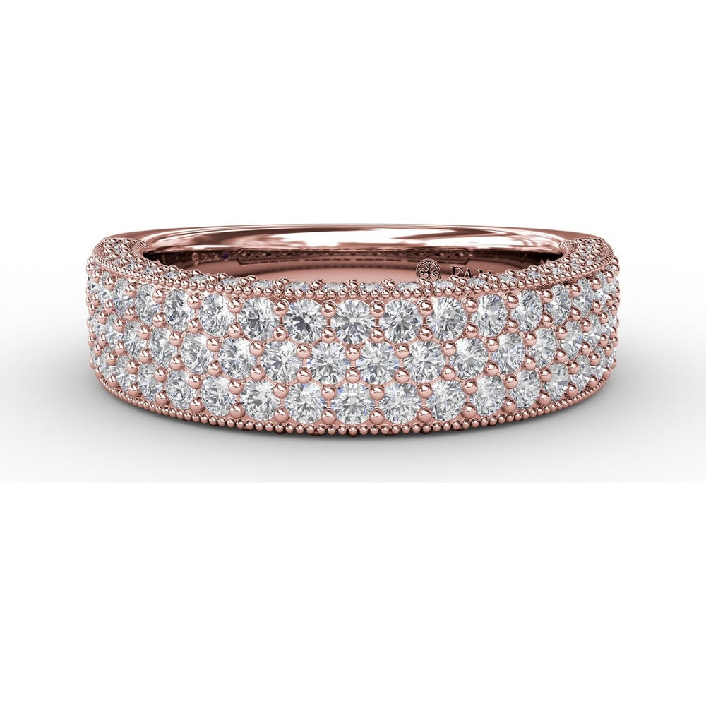 Multi-Row Pavé Diamond Band with Milgrain Detailing by Fana - 1.29 Carat Total Diamond Weight