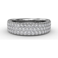 Multi-Row Pavé Diamond Band with Milgrain Detailing by Fana - 1.29 Carat Total Diamond Weight