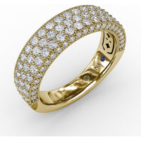 Multi-Row Pavé Diamond Band with Milgrain Detailing by Fana - 1.29 Carat Total Diamond Weight
