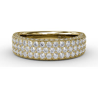 Multi-Row Pavé Diamond Band with Milgrain Detailing by Fana - 1.29 Carat Total Diamond Weight