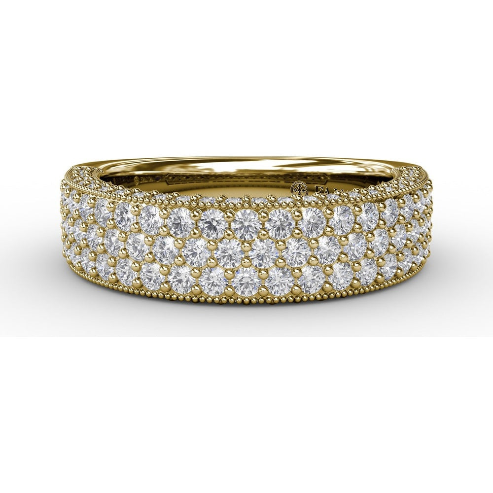 Multi-Row Pavé Diamond Band with Milgrain Detailing by Fana - 1.29 Carat Total Diamond Weight