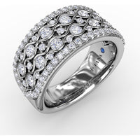 Multi-Row Wavy Diamond Band with Round Diamonds by Fana - 1.11 Carat Total Diamond Weight