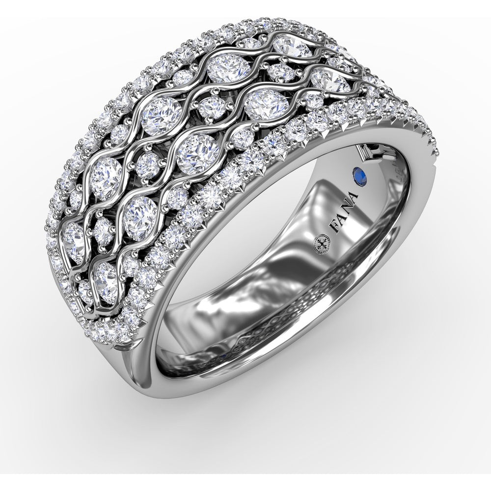 Multi-Row Wavy Diamond Band with Round Diamonds by Fana - 1.11 Carat Total Diamond Weight