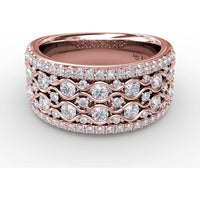 Multi-Row Wavy Diamond Band with Round Diamonds by Fana - 1.11 Carat Total Diamond Weight