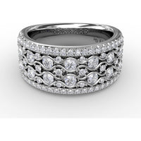 Multi-Row Wavy Diamond Band with Round Diamonds by Fana - 1.11 Carat Total Diamond Weight