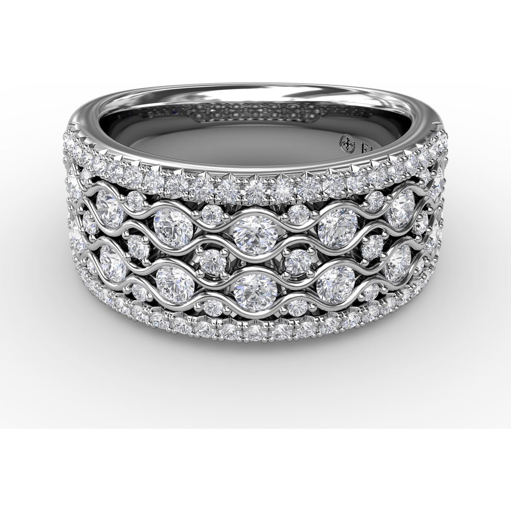 Multi-Row Wavy Diamond Band with Round Diamonds by Fana - 1.11 Carat Total Diamond Weight
