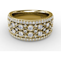 Multi-Row Wavy Diamond Band with Round Diamonds by Fana - 1.11 Carat Total Diamond Weight