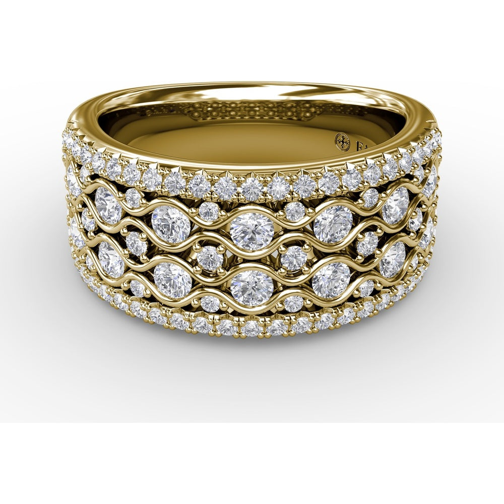 Multi-Row Wavy Diamond Band with Round Diamonds by Fana - 1.11 Carat Total Diamond Weight