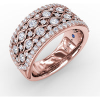 Multi-Row Wavy Diamond Band with Round Diamonds by Fana - 1.11 Carat Total Diamond Weight