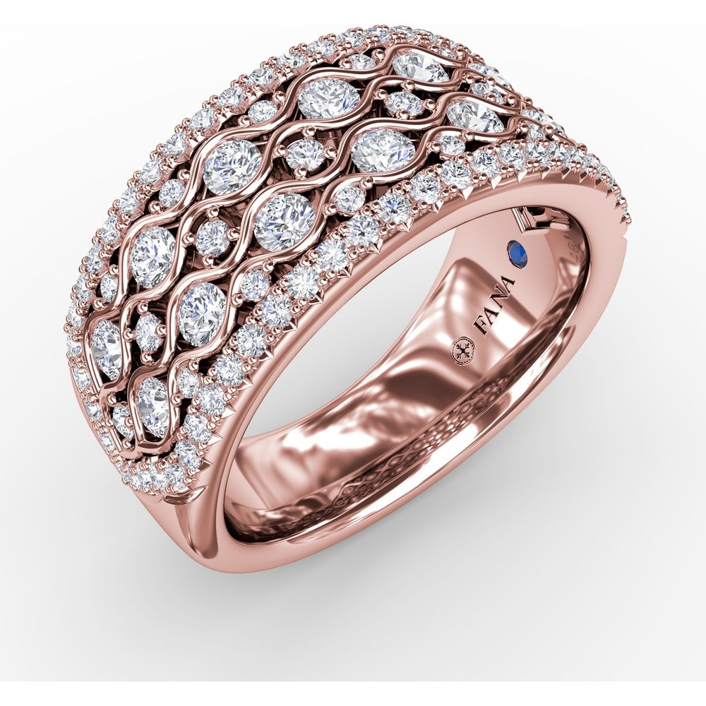 Multi-Row Wavy Diamond Band with Round Diamonds by Fana - 1.11 Carat Total Diamond Weight