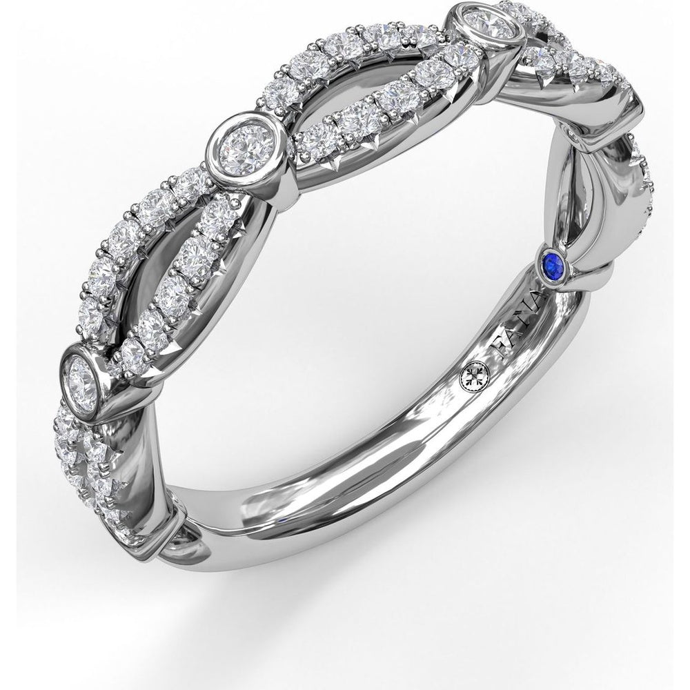 Narrow Infinity Diamond Band with Pavé and Bezel Set Round Diamonds by Fana - 0.39 Carat Total Diamond Weight