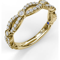 Narrow Infinity Diamond Band with Pavé and Bezel Set Round Diamonds by Fana - 0.39 Carat Total Diamond Weight