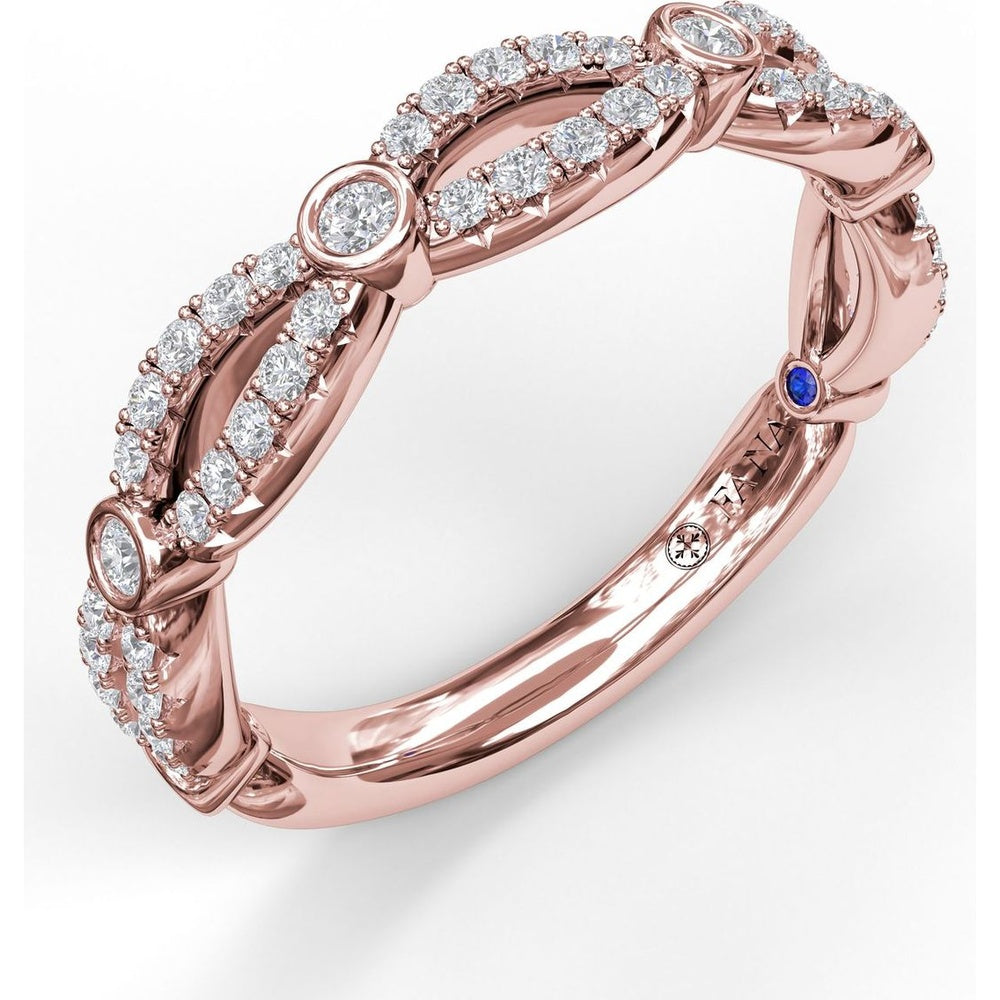 Narrow Infinity Diamond Band with Pavé and Bezel Set Round Diamonds by Fana - 0.39 Carat Total Diamond Weight