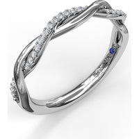 Narrow Twist Band with Pavé Set Round Diamonds by Fana - 0.12 Carat Total Diamond Weight