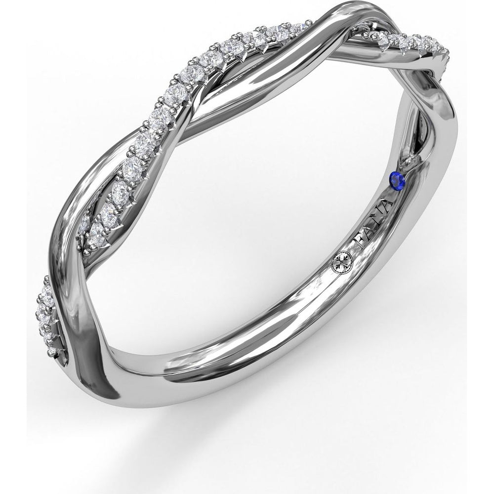 Narrow Twist Band with Pavé Set Round Diamonds by Fana - 0.12 Carat Total Diamond Weight