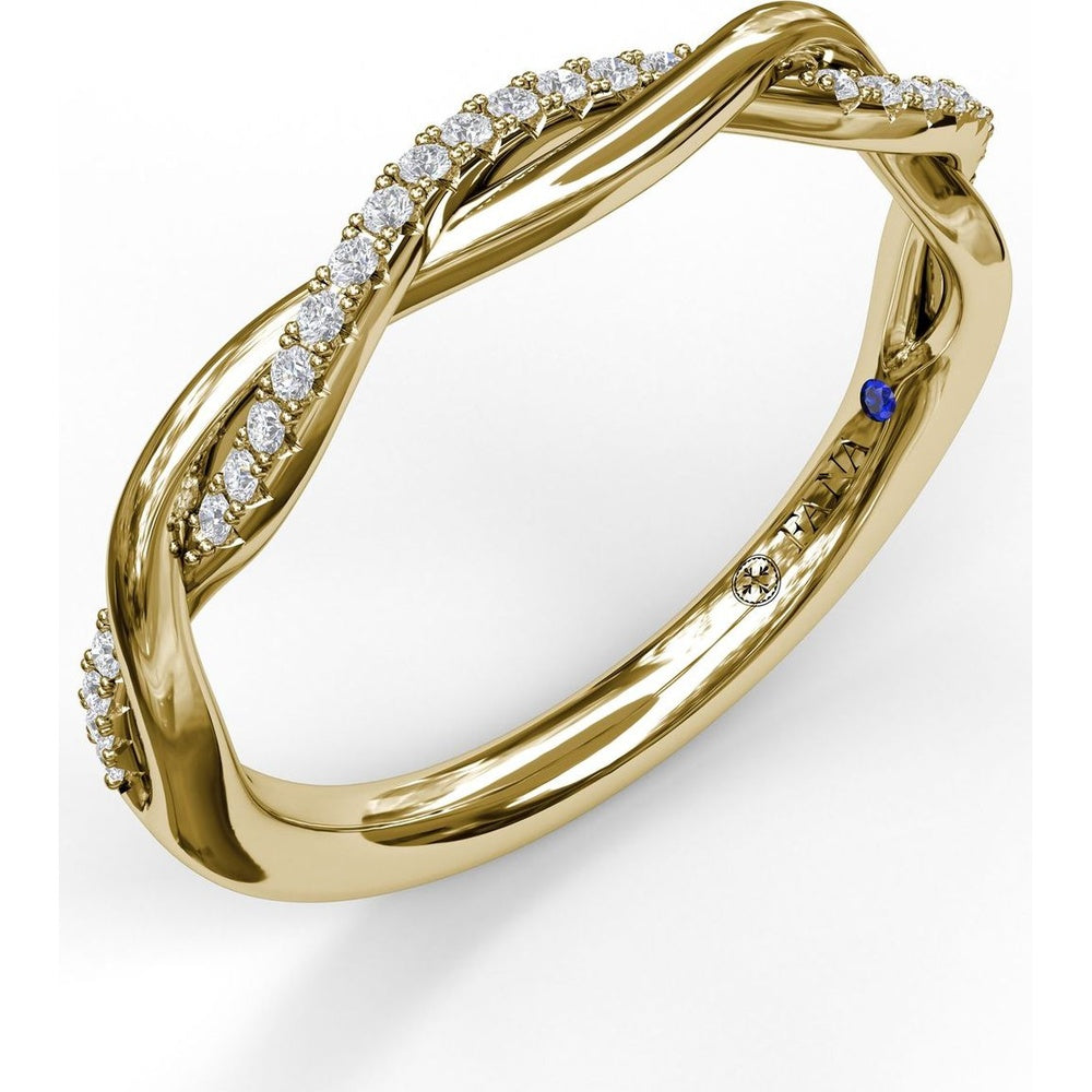 Narrow Twist Band with Pavé Set Round Diamonds by Fana - 0.12 Carat Total Diamond Weight